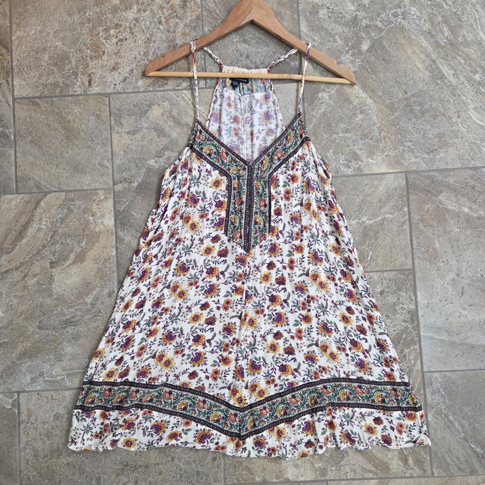American Eagle Outfitters Floral Mini Dress Multicolor Boho Women L Summer Beach